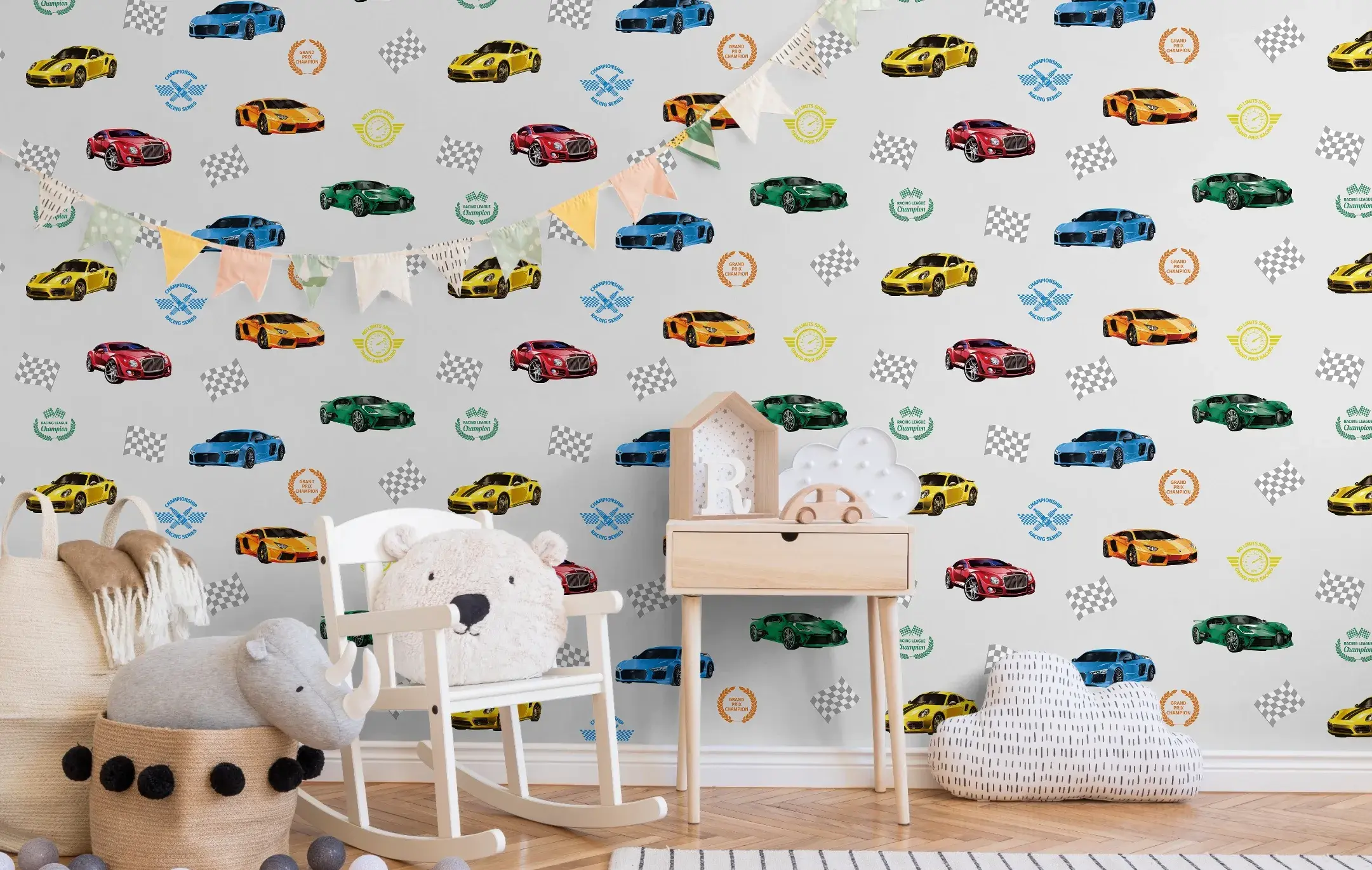 Blue Embossed Wallpaper – Playful Cars (8909-2)